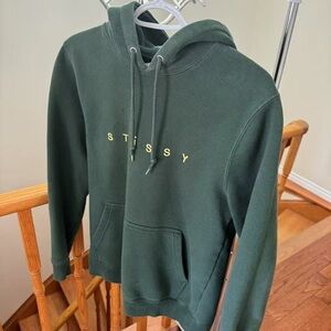 Stussy Green Hoodie with Yellow Logo